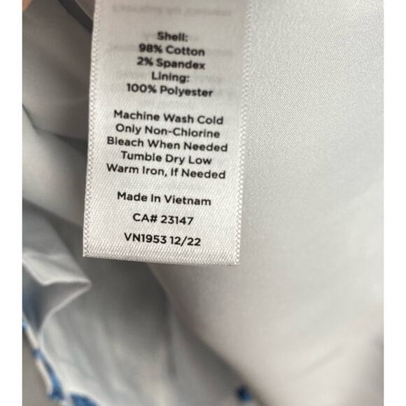 Talbots Textured Square Neck Dress 10 Coastal Pineapple Blue Sleeveless Cotton - Picture 10 of 10